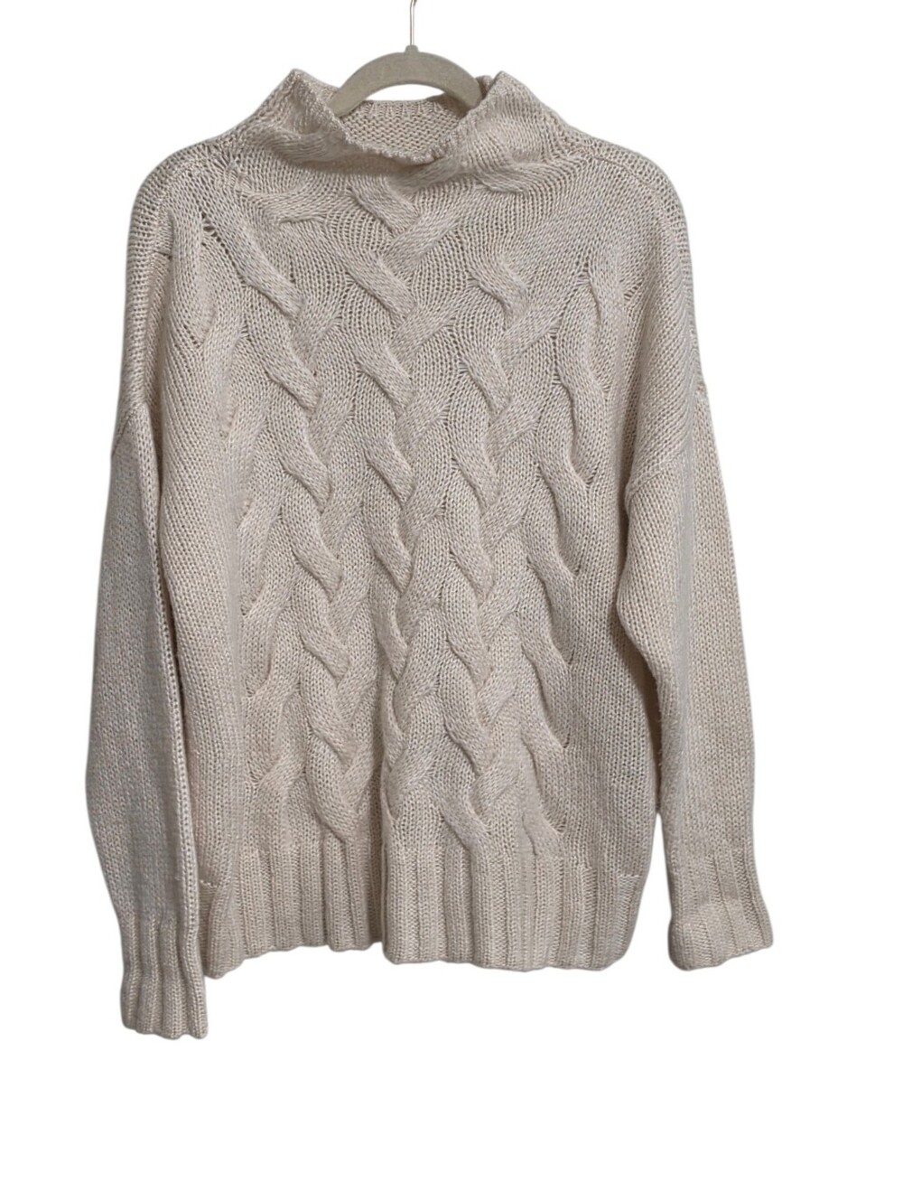 LC Lauren Conrad Cream Cable Knit Sweater XL Neutral Old Money Cozy Office